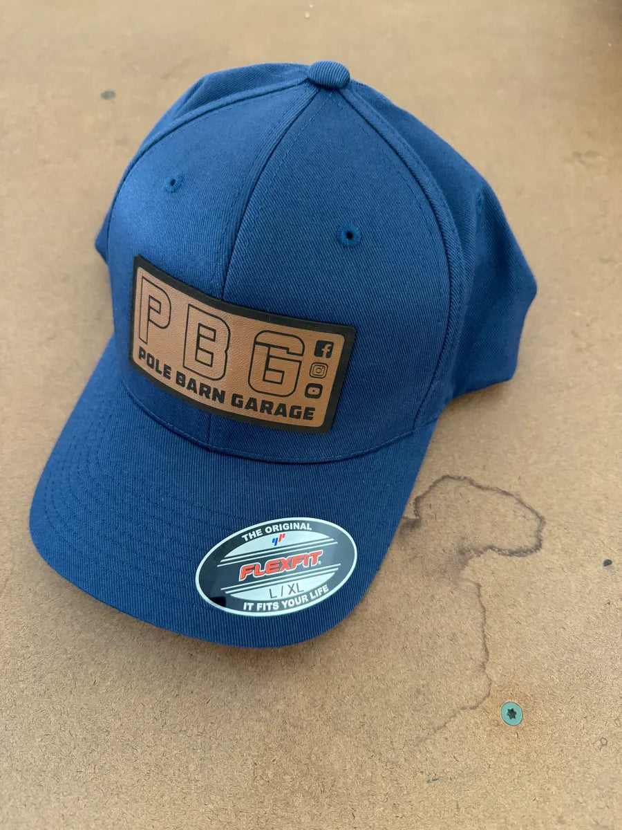 PBG - 6277 Flex Fit Hat Navy - Leather Patch - DISCONTINUING